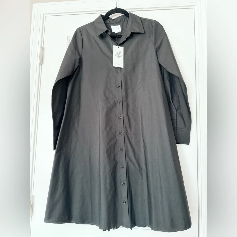 NWT Anthropologie - Sundays pleated back cotton A-Line “mullet” dress - Picture 3 of 14